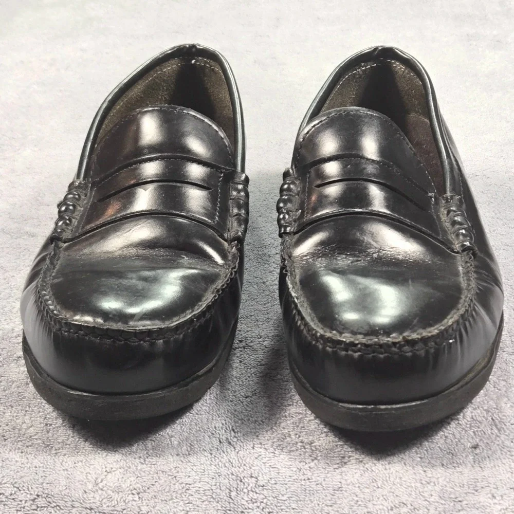 H.H. Men's Black Leather Penny Loafers Handsewn Superlite Oil Resistant Classic
